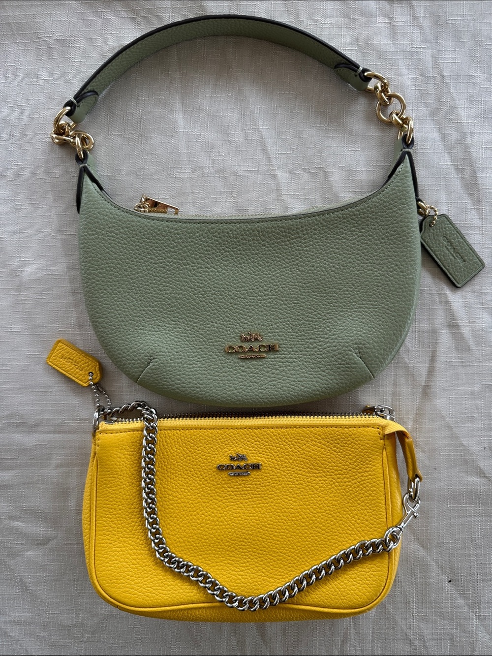 Coach Womens Sage Green Hobo Bag & Yellow purse bundle